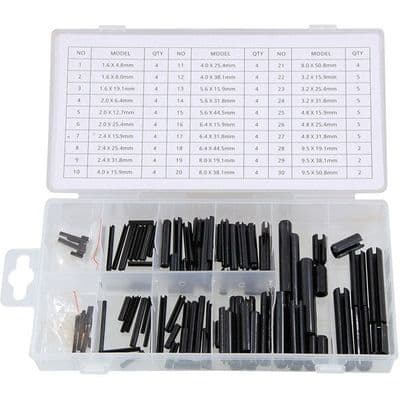 Roll Pin Set 120pc Assorted Spring Tension C Pins Mixed Box