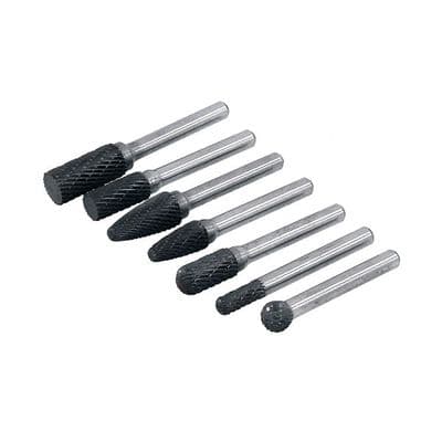 Rotary Burr Set 6mm-12mm 7pc Tungsten Carbide 6mm Shank