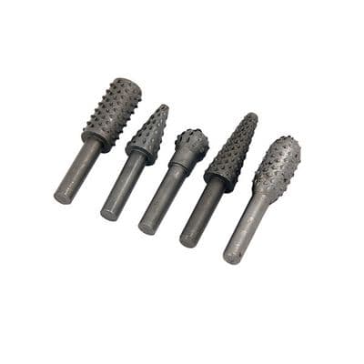 Rotary Burr Set 6mm Shank 5pc Wood Carving Rasp Bits