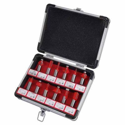 Router Bit Set 1/2in Shank 12 Piece Mixed Profile Cutters