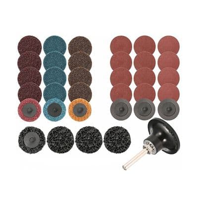Sanding Disc Set 50mm 35pc Mixed 60/80/100 Grit 6mm Shank