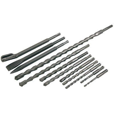 SDS Masonry Drill Bit & Chisel Set 12pc Carbide Tips