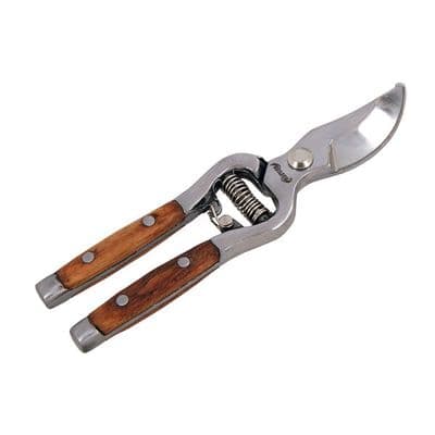 Secateurs 200mm Bypass Wooden Handles Forged Blade