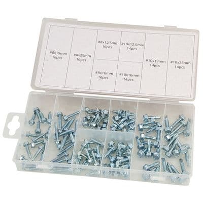 Self Drill Screws 120pc Hex Head Zinc Plated Storage Box