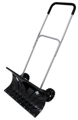 Snow Plough Pusher With Steel Blade & Wheels