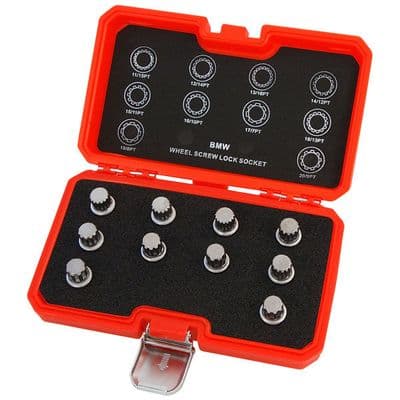 Socket Set 10pc BMW Locking Wheel Nut Keys Multi-Ribe