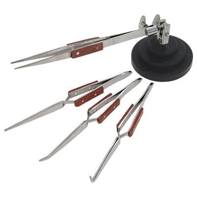 Soldering Vice Set Adjustable with 4 Cross Lock Tweezers