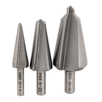 Step Drill Bit Set 3mm-30mm HSS Metal Hole Cone Cutter 3pc