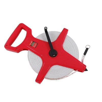 Surveyors Tape Measure 100m/330ft Open Reel Fibreglass
