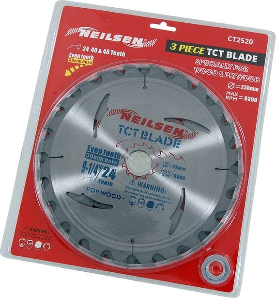 Tct Blade Saw Cutting Discs Pack Of 3 9Ï¿½Inch 235 mm 20 40 & 48 Teeth 30mm Bore