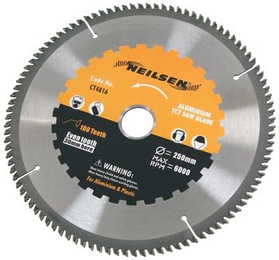 Tct Circular Wood Saw Blade 250mm X 30mm X 100T Aluminium, Brass, Bronze, Copper