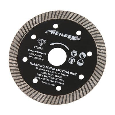 Tile Cutting Blade 115mm Turbo Diamond 22.2mm Bore Disc