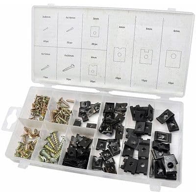Trim Panel Fastener Kit 170pc Screw & U Type Speed Clips