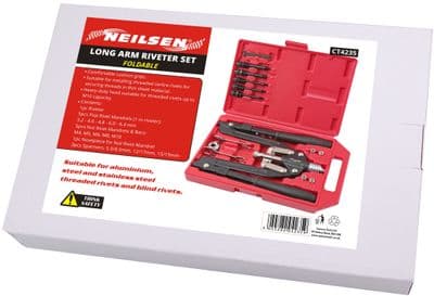 Two Hand Long Arm Riveter Threaded Blind Nut Riveting Foldable Set Kit