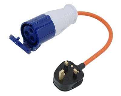 Uk Mains Adaptor Cable 13A To 16A Fly Lead For Hook Up/Camping/Caravan/Generator