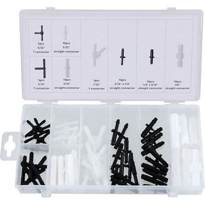 Vacuum Hose Connector 65pc T Y Straight Hose Tail Set