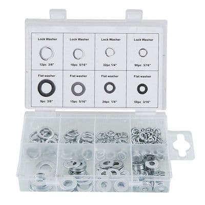 Washer Set 250pc Imperial Flat & Lock Washers Zinc Plated