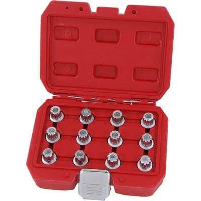 Wheel Nut Socket Set 12pc VW Audi VAG Locking Spline Ribe