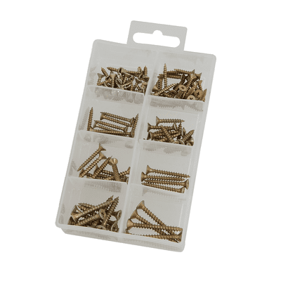 Wood Screw Set 120pc Assorted 3x15mm to 4x40mm Storage Box