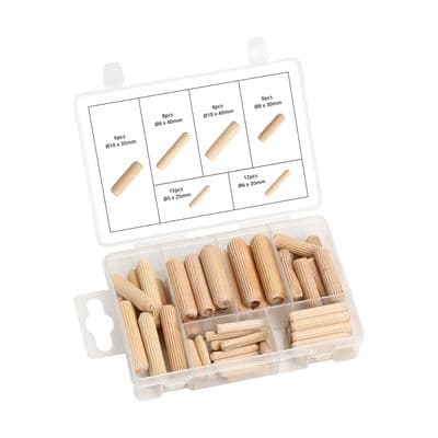 Wooden Dowels 53pc Assortment 6 Sizes Joinery Set