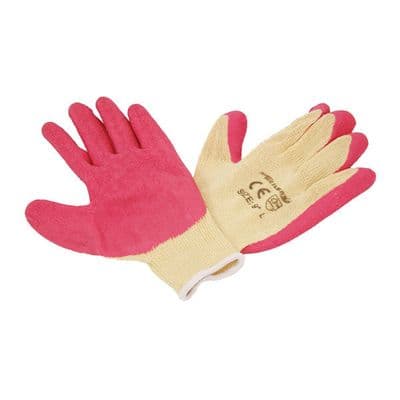 Work Gloves Size 9 Large Pink Crinkle Latex Coated Grip