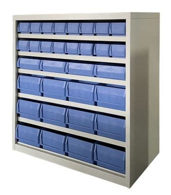 Workshop Storage Bin Organizer Metal Cabinet + 32 Part Picking Boxes - 1M Height