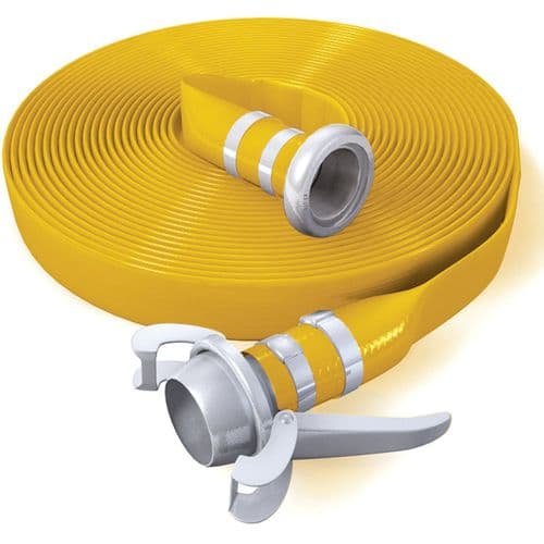 Yellow PVC Layflat Hose with Bauer Type Couplings 25mtr
