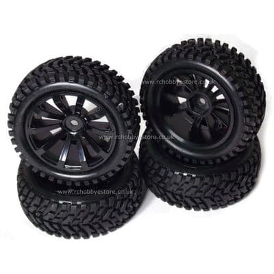 10 Spoke Wheel & Tyre Set 4P in Black 1:10/ 1/16 scale