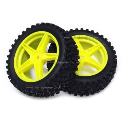 HSP 06010 Yellow Front Buggy Wheels complete with Off-Road Tyres.