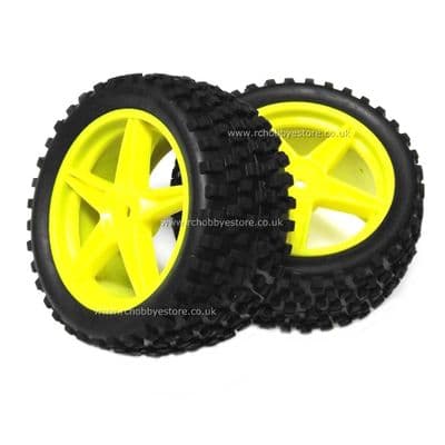 HSP 06026 Yellow Rear Buggy Wheels complete with Off-Road Tyres.