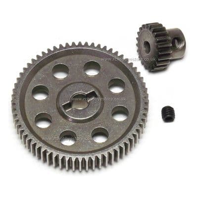 HSP 11184 & 11181 Gear Set in steel (64T & 21T) 1/10 Scale MOD 0.6