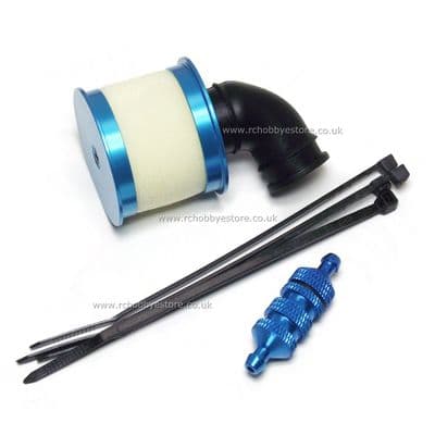 HSP Alloy Air & Fuel Filter Set for 1/10th Nitro Cars (Blue) 04104 & 02156