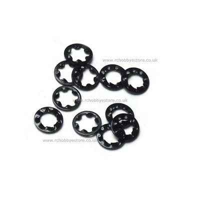 M3 Shake Proof Washer in black - Various pack sizes