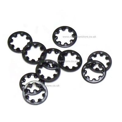 M4 Shake Proof Washer in black - Various pack sizes