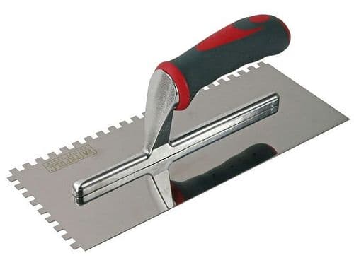 Faithfull Soft-Grip Notched Wall Trowel Stainless Steel 280mm x 115mm