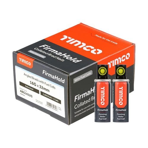 FirmaHold Collated Brad Nails & Fuel Cells - 16 Gauge - Angled - Galvanised 16g x 32/2BFC