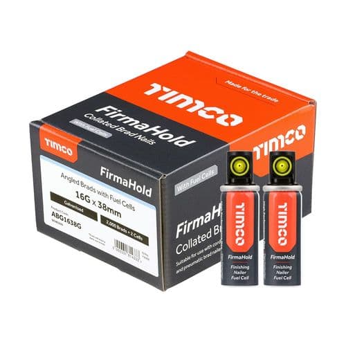 FirmaHold Collated Brad Nails & Fuel Cells - 16 Gauge - Angled - Galvanised 16g x 38/2BFC 