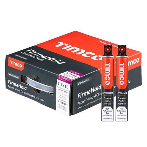 FirmaHold Collated Clipped Head Nails & Fuel Cells - Trade Pack - Plain Shank - FirmaGalv 3.1 x 90/2