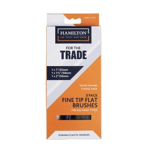 For The Trade Plastic Handle Flat Brushes – 3 Pack