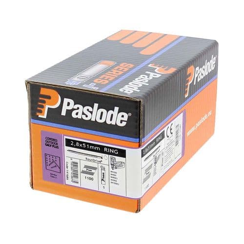 Paslode IM360Ci Nails & Fuel Cells Retail Pack - Ring Shank - Galvanised + - 2.8 x 51/1CFC (PAS14108