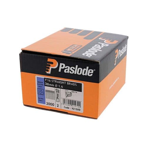 Paslode IM65 Brads & Fuel Cells Pack - Straight - Electro Galvanised 16g x 38/2BFC (PAS921589)