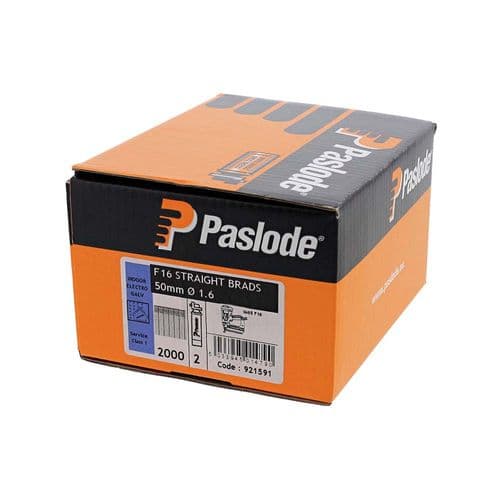 Paslode IM65 Brads & Fuel Cells Pack - Straight - Electro Galvanised 16g x 50/2BFC (PAS921591)