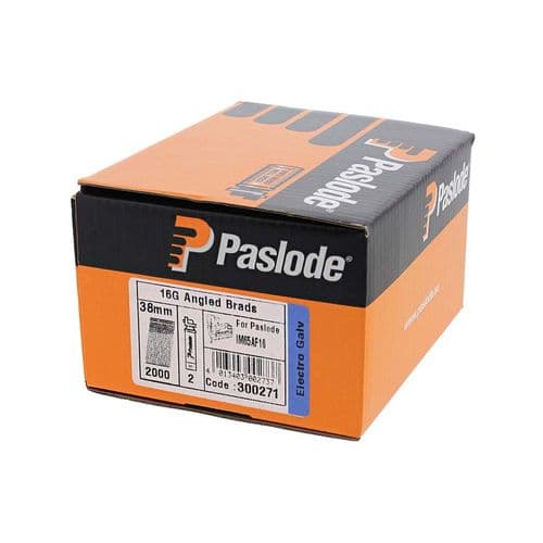 Paslode IM65A Brads & Fuel Cells Pack - Angled - Electro Galvanised 16g x 38/2BFC (PAS300271)