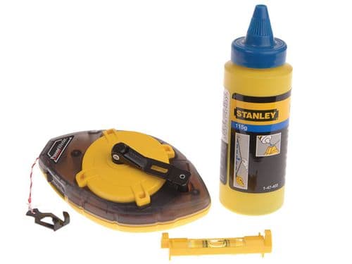 Stanley Power Winder Chalk Line 30M Chalk & Level