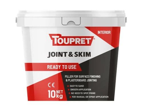 TOUPRET JOINT & SKIM FILLER 10KG READY MIXED TUB