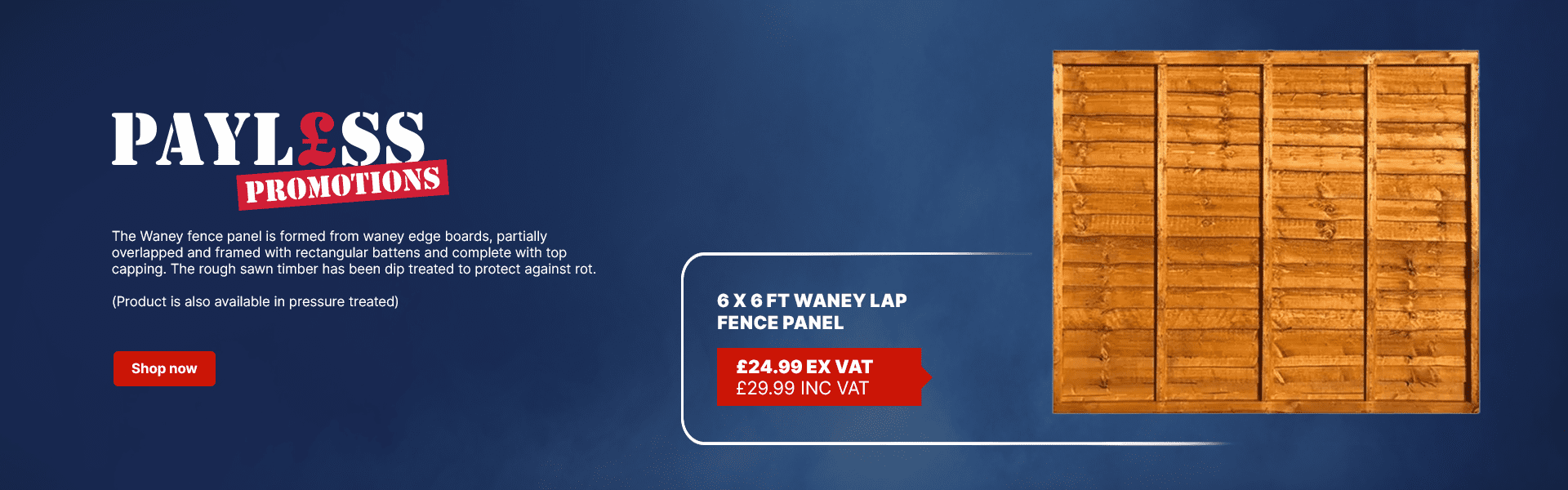 6ft Waney Lap Fence Panel