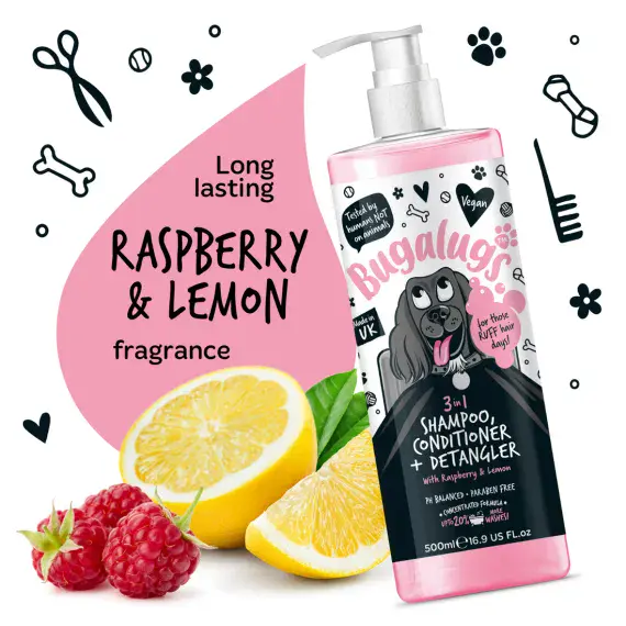 Bugalugs - 3-in-1 Raspberry & Lemon Shampoo, Conditioner & Detangler