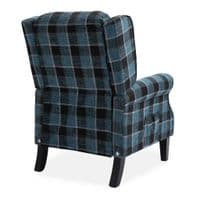 Blue Checked Fab Recliner Armchair, with wood feet