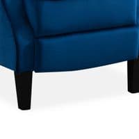 Blue Plush Velvet Recliner Armchair, with wood feet