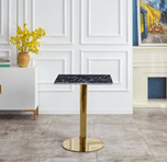 Cafe Restaurant Bistro Table -  Black Square Pantheon Dining Table Gold Leg-60cm